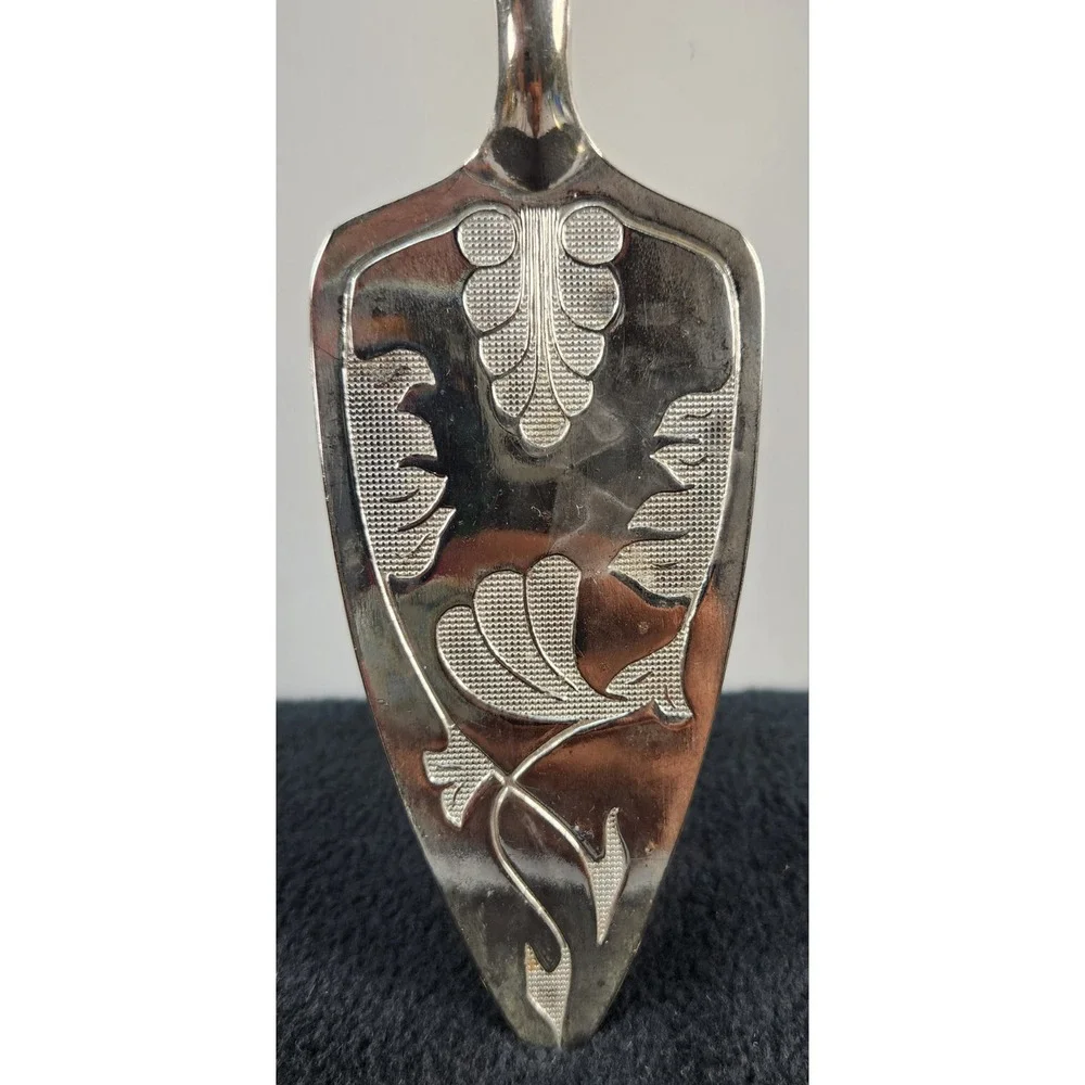 Vintage Serving Utensil Pie Cake Spatula Silverplated Floral Design